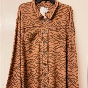 Kenzie Brown Zebra Jacket / Top Sz XL NWT